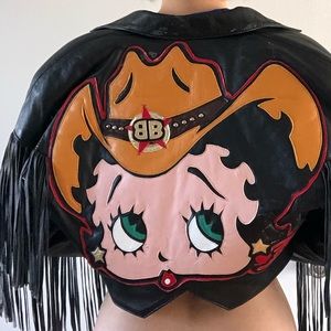 Vintage Betty Boop leather fringe jacket! ❤️